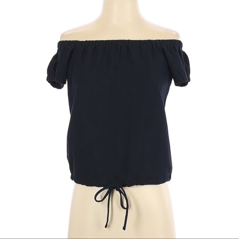 Madewell Off the Shoulder Tie Front Crop Top